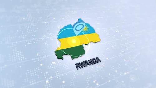Animated Rwanda Map with Flag and Location Pin