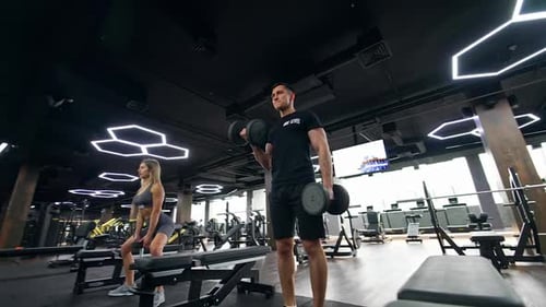 Physical training in the big modern sport gym