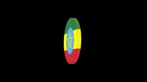 Animated Ethiopian Flag Circle 3D Rotation with Alpha Channel