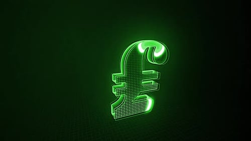 Animated Neon Pound Sterling Symbol Reveal