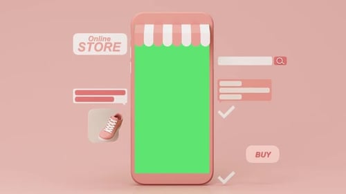 Animated Smartphone with Greenscreen for Online Store App