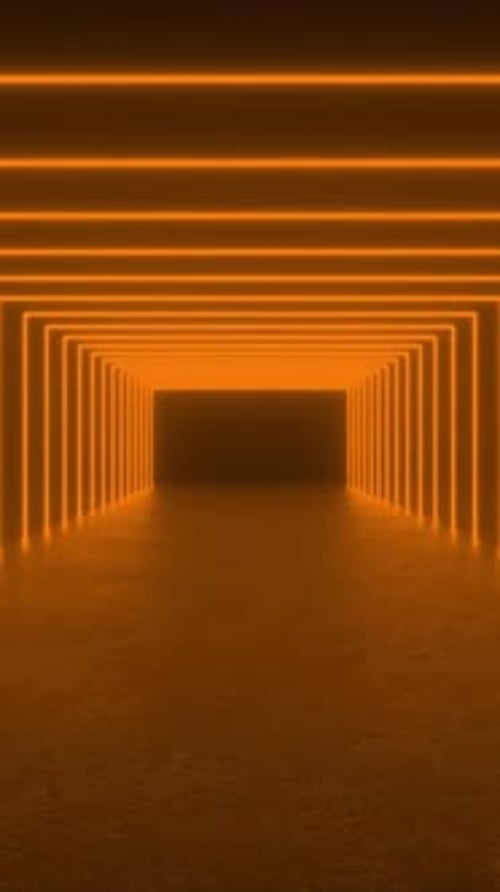 Abstract Orange Neon Light Tunnel Loop Background