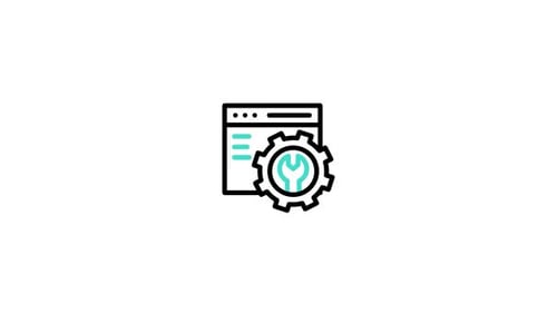 Animated Web Development and Settings Gear Icon in Flat Design