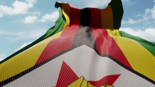 Realistic Waving Flag of Zimbabwe Animation