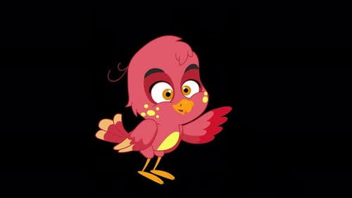 Cute Cartoon Red Bird Waving Animation on Alpha Channel