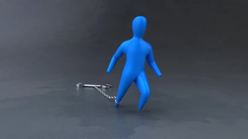 3D Animated Figure Dragging Heavy Chain Burden
