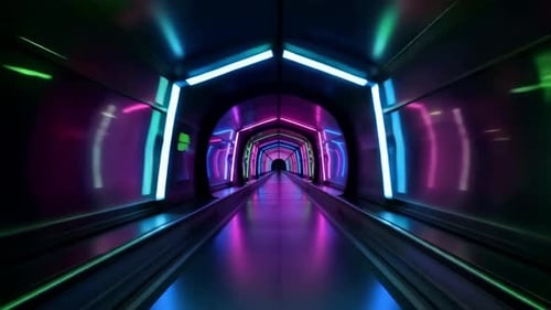 Futuristic Neon Tunnel Sci Fi Light Corridor