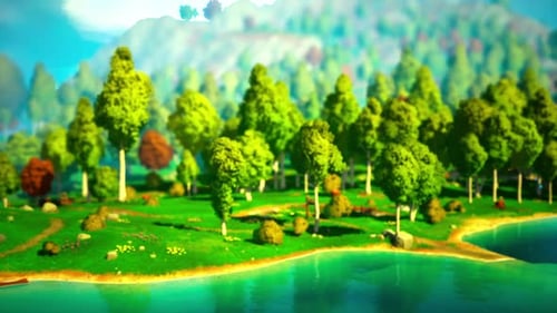 Cartoon Landscape with Hills and Forest