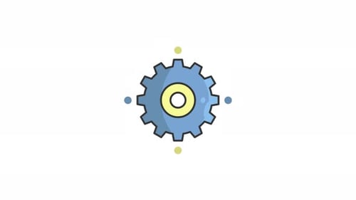 gear animated motion icon graphic for business, color line loopable element video, template