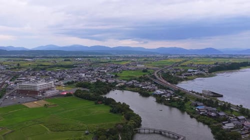 Takashima City in Shiga Prefecture, Lake Biwako and Wide Country View of Japan