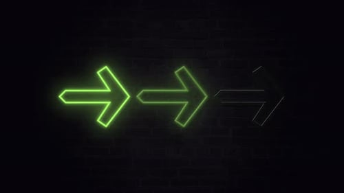 Animation of three green neon arrows pointing to the right