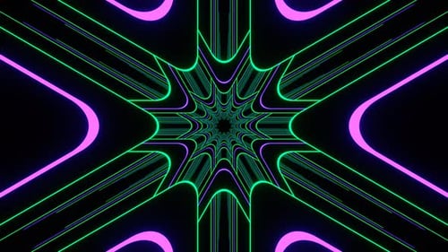 Purple And Turquoise Neon Line Caleidoscope Background Vj Loop In 4K