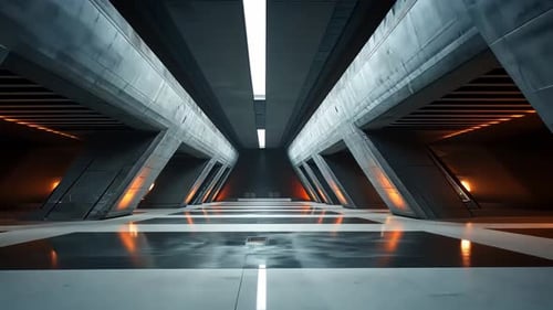 Futuristic concrete interior hallway
