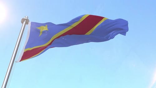 Democratic Republic of Congo Flag Waving Animation on Flagpole