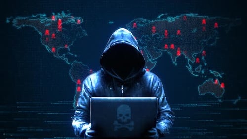 Hacker digitando no teclado Vírus Ataque de computador Cibersegurança Sistema de segurança para hackear redes