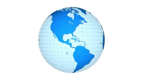 Rotating Blue Earth Globe with Grid Lines