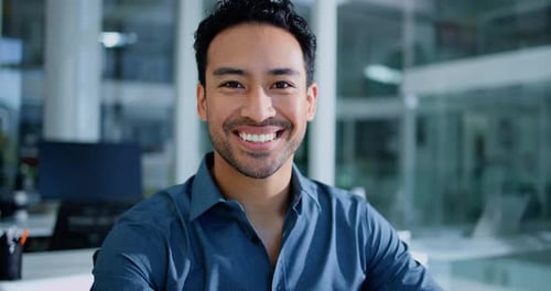 Face, financial advisor or businessman with confidence in office, professional or corporate career