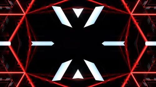 White And Red Kaleidoscope Abstract Neon Striped Geometric Pattern Background Vj Loop In 4K