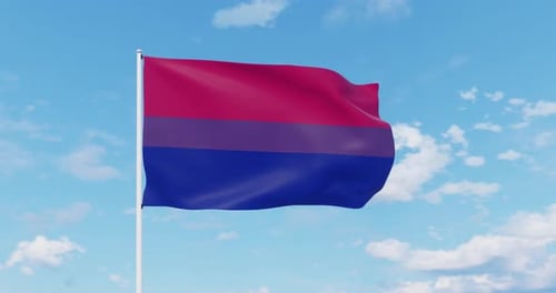Bisexual Pride Flag Waves in the Wind