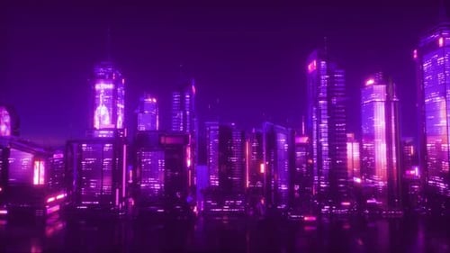 Futuristic Sci Fi City View Background Loop