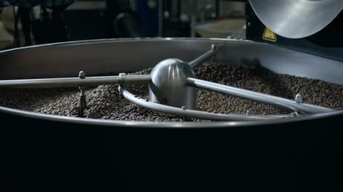 Coffee Beans Cooling in an Industrial Roasting Machine