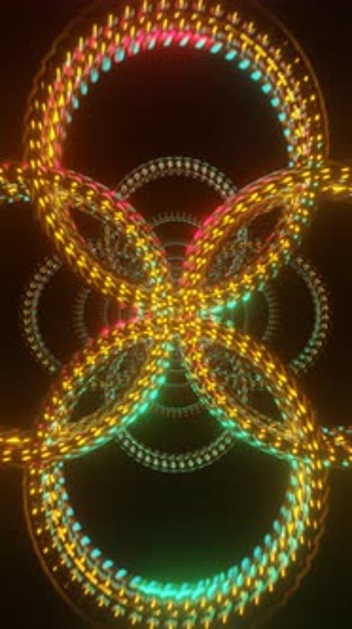 Vertical Video of Neon Pulsating Geometry for Seamless VJ Backgrounds