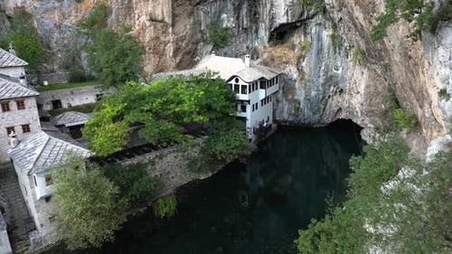 Blagaj Historical Village Protected Cultural Heritage Site in Bosnia and Herzegovina Aerial View
