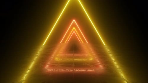 Triangle Shaped Neon Tunnel Orange and Yellow Wallpaper Background