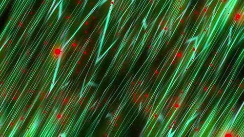 Abstract Digital Green Lines and Red Particles Background Loop