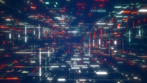 Abstract Digital Grid Network with Binary Code Data Stream