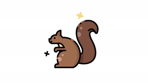 Cute Long-Tailed Squirrel Animation for Autumn Themes