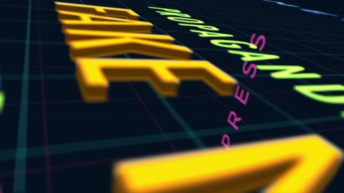 Futuristic Fake News Disinformation Propaganda Grid Text Animation