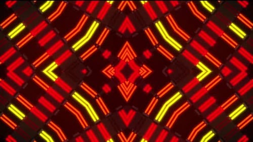 Dynamic neon light kaleidoscope with pulsing geometric patterns