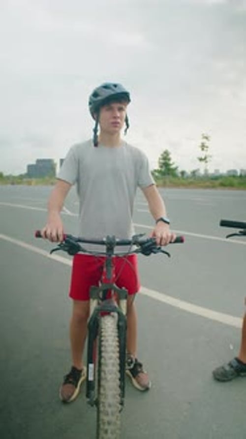 Cyclists Take a Break in an Urban Setting