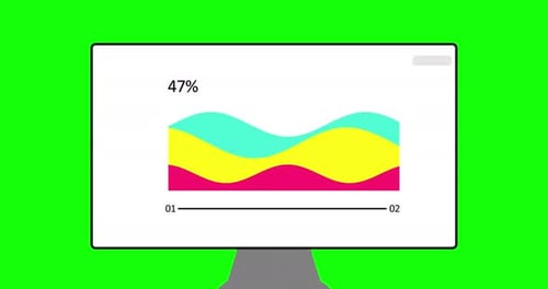 Loop Animation of Simple Area Graph Animated Infographic on Green Background Animated Charts on the