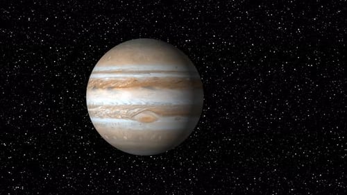 Rotating Jupiter Planet in Vast Starry Space