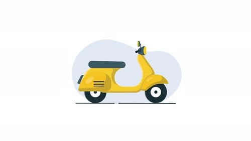 Animated Yellow Scooter Flat Design Graphic