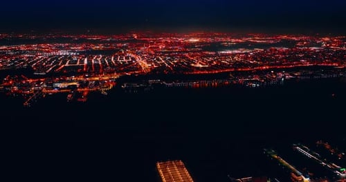Luminous panorama of New York with billions of lights at night.