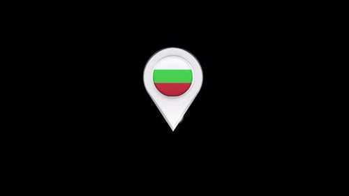 Animated Map Pin Icon with Bulgaria Flag
