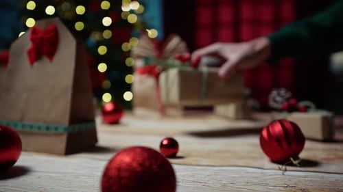 Christmas Gifts and Holiday Decorations on Display