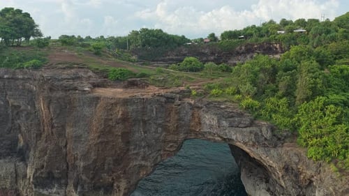 Aerial view of broken beach natural pool in nusa penida bali