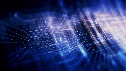 Abstract Blue Digital Grid Network Background Loop