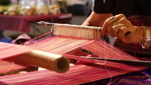 Thai Local Doing Weaving Traditional Style