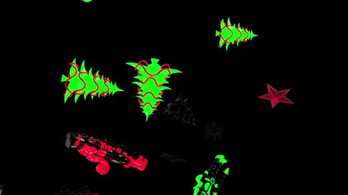 Glowing Christmas Elements Animation with Neon Red and Green