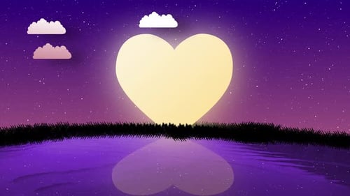 Glowing Heart Moon Reflecting on Water at Night