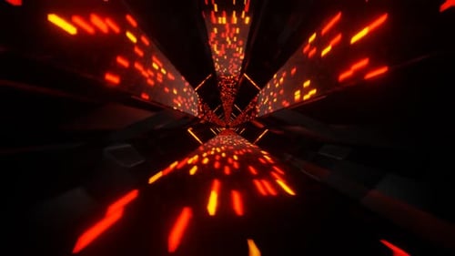 Orange And Red Sci-Fi Neon Glow Cyber Tunnel Background Vj Loop In HD