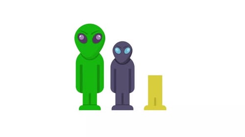 Flat Design Alien Characters Appearing Animation
