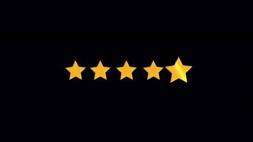Five Star Rating on Transparent Background Animation Product Quality Feedback Customer Review