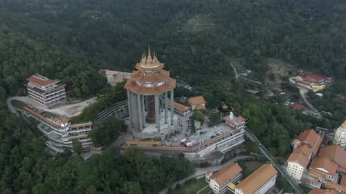 Drone Aerial Footage of the Magnificent Chinese Temple in Penang - Kek Lok Si (Ji Le Shi) Temple