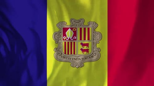 Andorra National Flag Waving in Realistic Fabric Motion